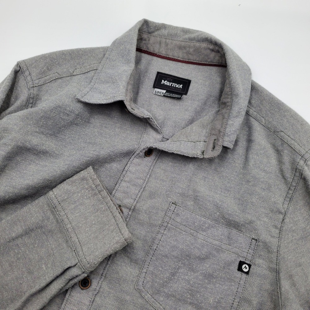 Marmot Mens Grey Long Sleeve Button Up Twill Shirt K44540 Size S